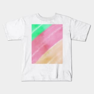 Green yellow red watercolor abstract art Kids T-Shirt